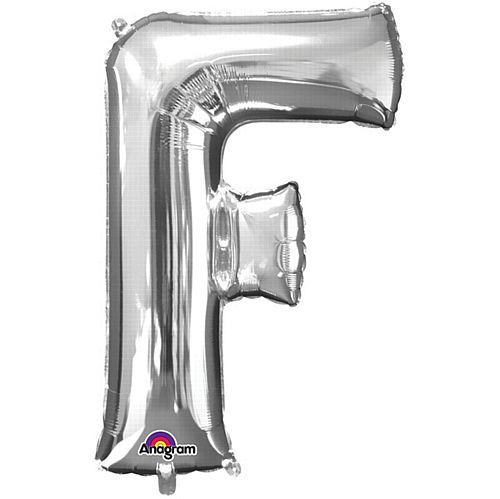 Silver Letter 'F' Air Filled Foil Balloon - 16"