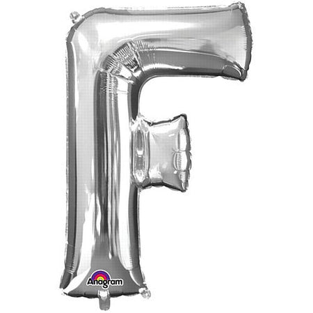 Silver Letter 'F' Air Filled Foil Balloon - 16