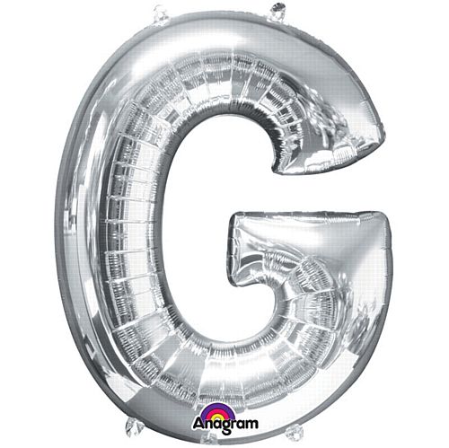 Silver Letter 'G' Air Filled Foil Balloon - 16"