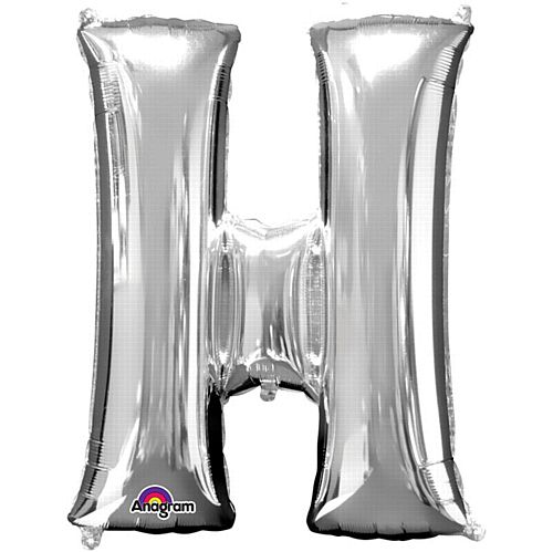 Silver Letter 'H' Air Filled Foil Balloon - 16"