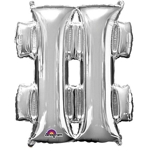 Silver Hashtag '#' Air Filled Foil Balloon - 16"