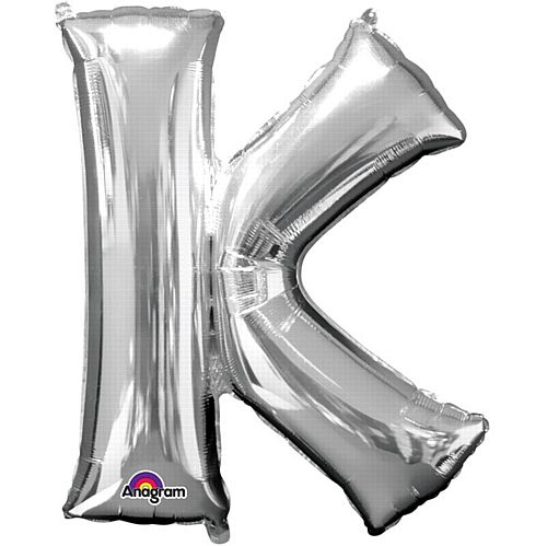 Silver Letter 'K' Air Filled Foil Balloon - 16"