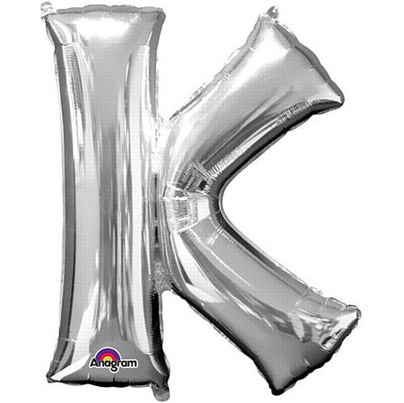 Silver Letter 'K' Air Filled Foil Balloon - 16