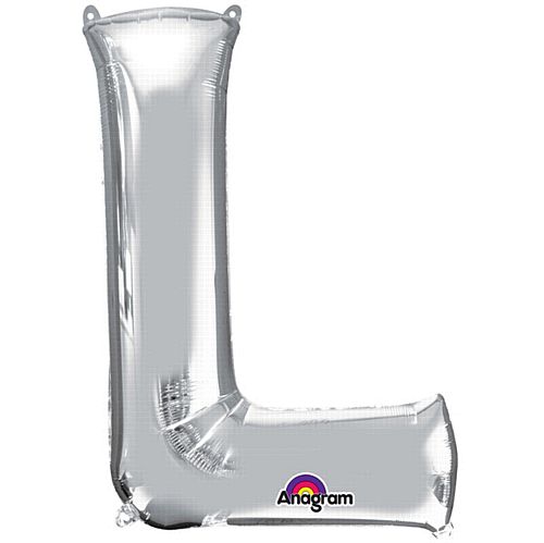 Silver Letter 'L' Air Filled Foil Balloon - 16"