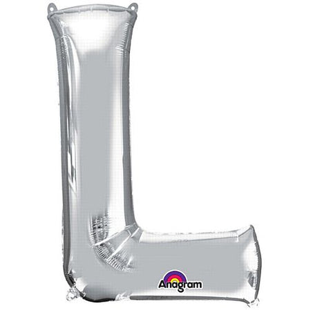 Silver Letter 'L' Air Filled Foil Balloon - 16