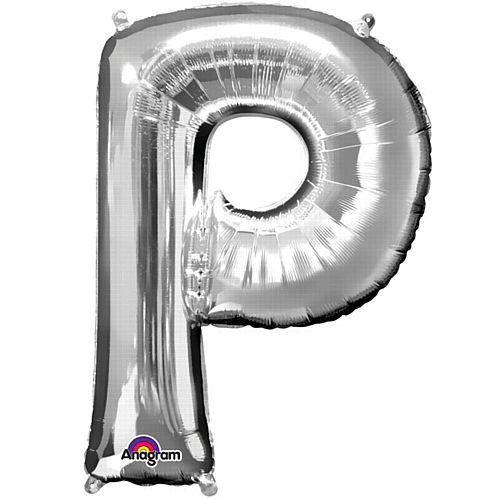 Silver Letter 'P' Air Filled Foil Balloon - 16"