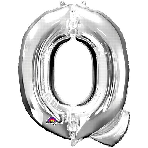 Silver Letter 'Q' Air Filled Foil Balloon - 16"