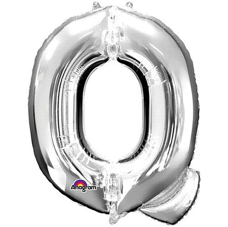 Silver Letter 'Q' Air Filled Foil Balloon - 16