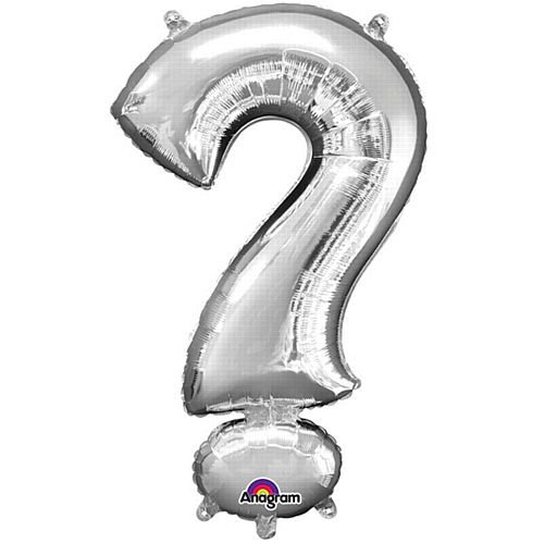 Silver Question Mark '?' Air Filled Foil Balloon - 16"