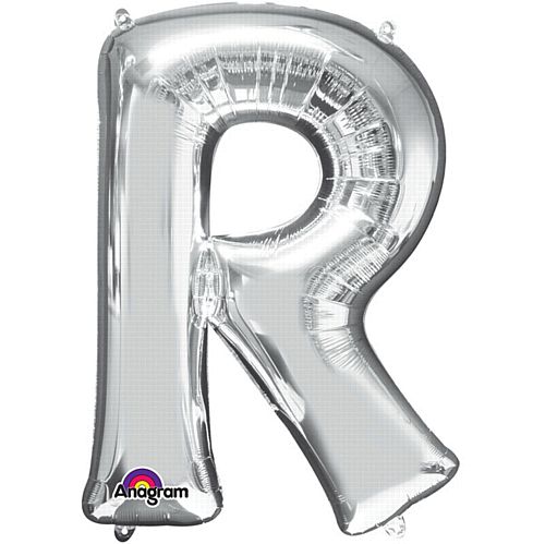 Silver Letter 'R' Air Filled Foil Balloon - 16"