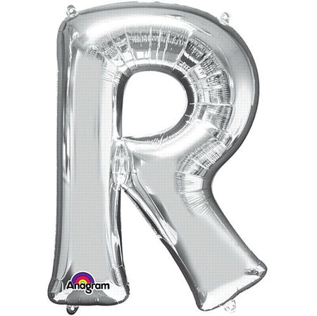 Silver Letter 'R' Air Filled Foil Balloon - 16