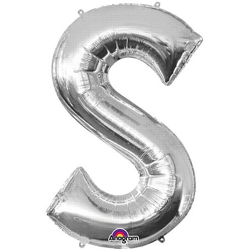Silver Letter 'S' Air Filled Foil Balloon - 16"