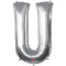 Silver Letter 'U' Air Filled Foil Balloon - 16