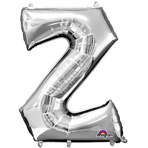 Silver Letter 'Z' Air Filled Foil Balloon - 16"