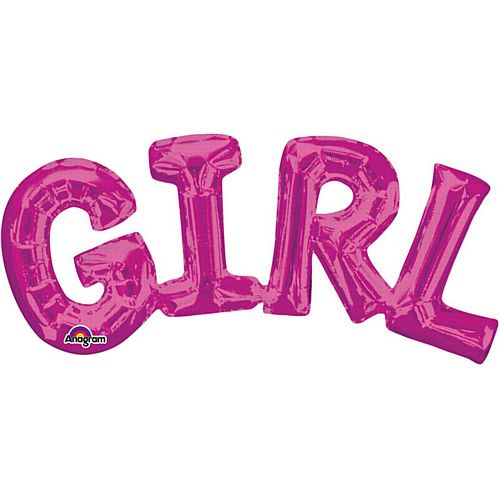 Pink 'Girl' Phrase Balloon - 9" Tall