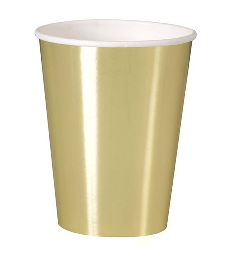Metallic Gold Paper 12oz Cups- Pack of 8