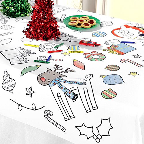 Colour-In Christmas Paper Tablecloth - 1.2m