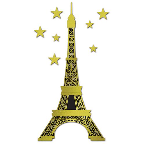 Giant Jointed Foil Eiffel Tower with Stars - 1.79m