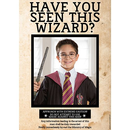 Have You Seen This Wizard? Personalised Wanted Poster with Photo - A3