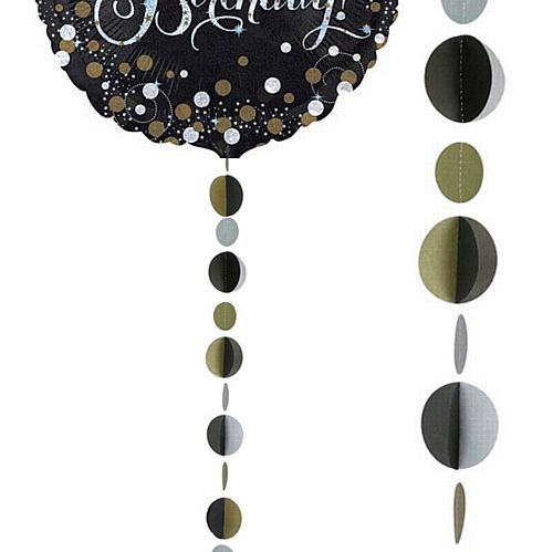 Gold, Silver And Black Circles Balloon Tail - 1.2m