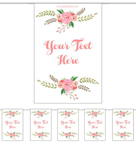 Personalised Boho Flowers Bunting - 3m