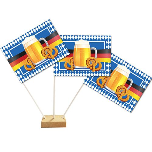Oktoberfest Paper Table Flags 15cm on 30cm Pole