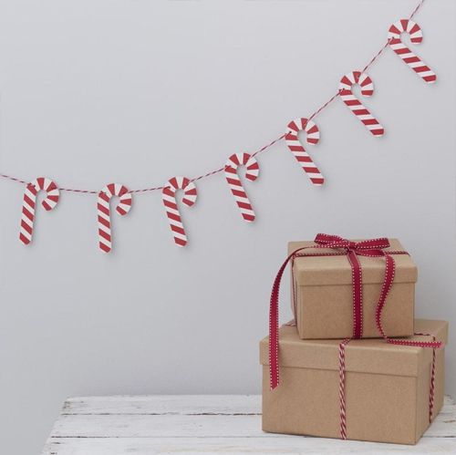 Wooden Candy Cane Bunting Garland - 1.5m