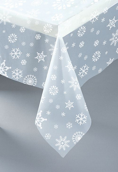 Clear Snowflakes Plastic Tablecloth 1.3m x 2.7m
