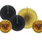 Black And Gold Assorted Fan Decorations - Pack Of 5