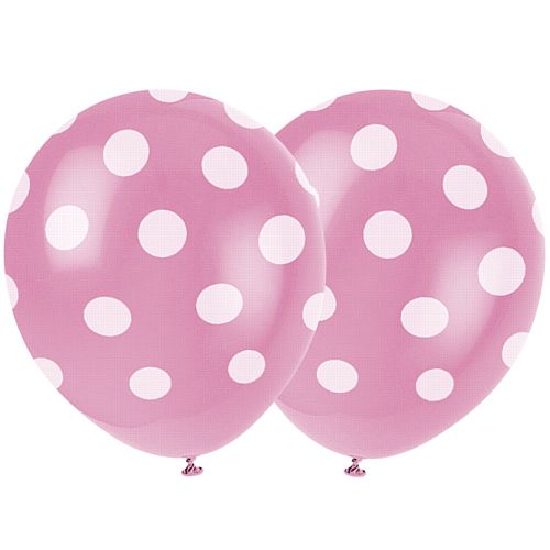 Hot Pink Dots Balloons - 12" - Pack of 6