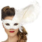 Columbina White Feather Masquerade Eye Mask