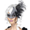 Black & Silver Feather Masquerade Eye Mask