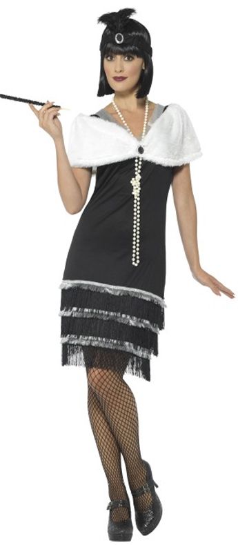 Flapper Costume With Fur Stole