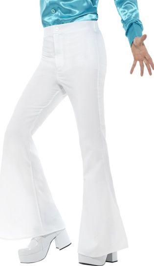 Men's White Flared Trousers