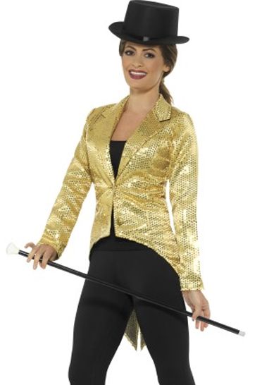 Ladies Gold Sequin Tailcoat Jacket