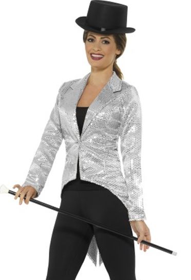 Ladies Silver Sequin Tailcoat Jacket