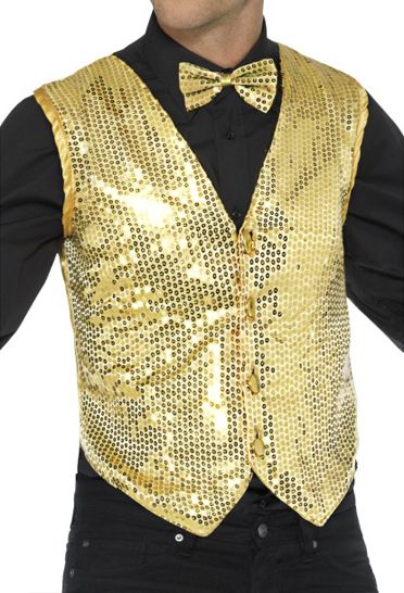 Men's Gold Sequin Waistcoat