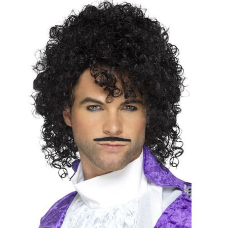 80's Purple Musician Wig And Tash