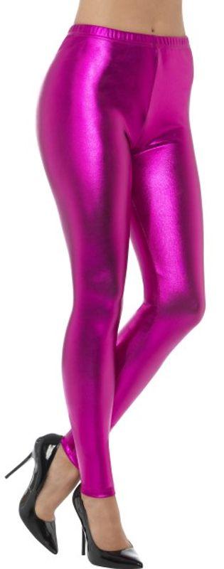 80s Pink Metallic Disco Leggings