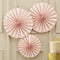 Pinwheel Fan Decorations - Pastel Pink - Pack of 3
