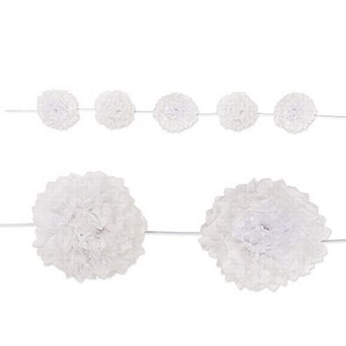 White Tissue Flower Garland - 2.4m