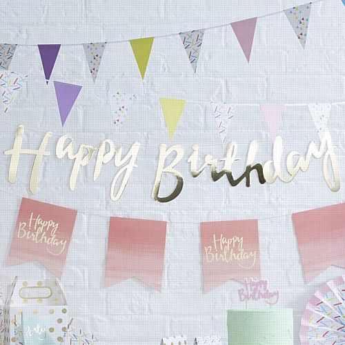 Gold Happy Birthday Letter Banner - 1.5m