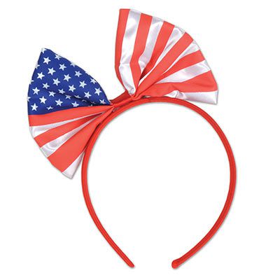 American Flag Patriotic Bow Headband