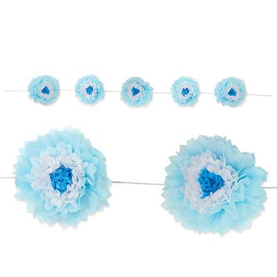 Blue Tissue Flower Garland 2.4m