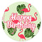 Happy Birthday Flamingo Badge 58mm - Pinned Back - Each