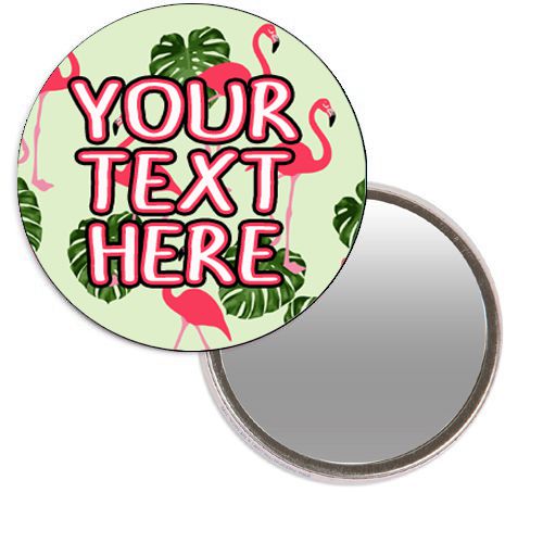 Personalised Pocket Mirror - Flamingo Design