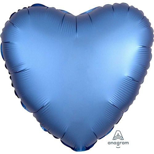 Azure Blue Satin Finish Heart Foil Balloon - 18"
