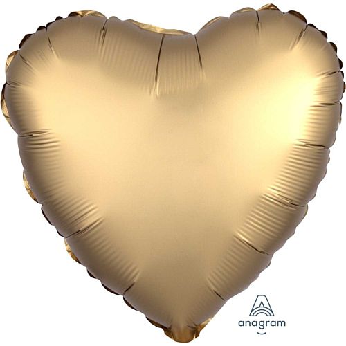 Gold Satin Finish Heart Foil Balloon - 18"