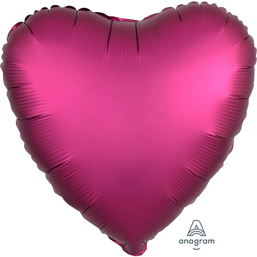 Hot Pink Satin Finish Heart Foil Balloon - 18"