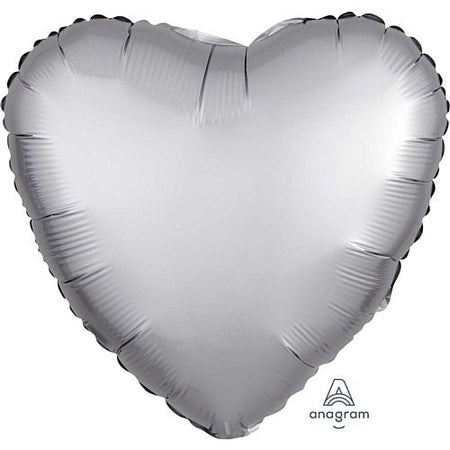 Silver Satin Finish Heart Foil Balloon - 18